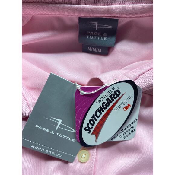 Brand New Page and Tuttle Men's Large Pink Short Sleeve Polo Shirt Scotchguard - Picture 3 of 4